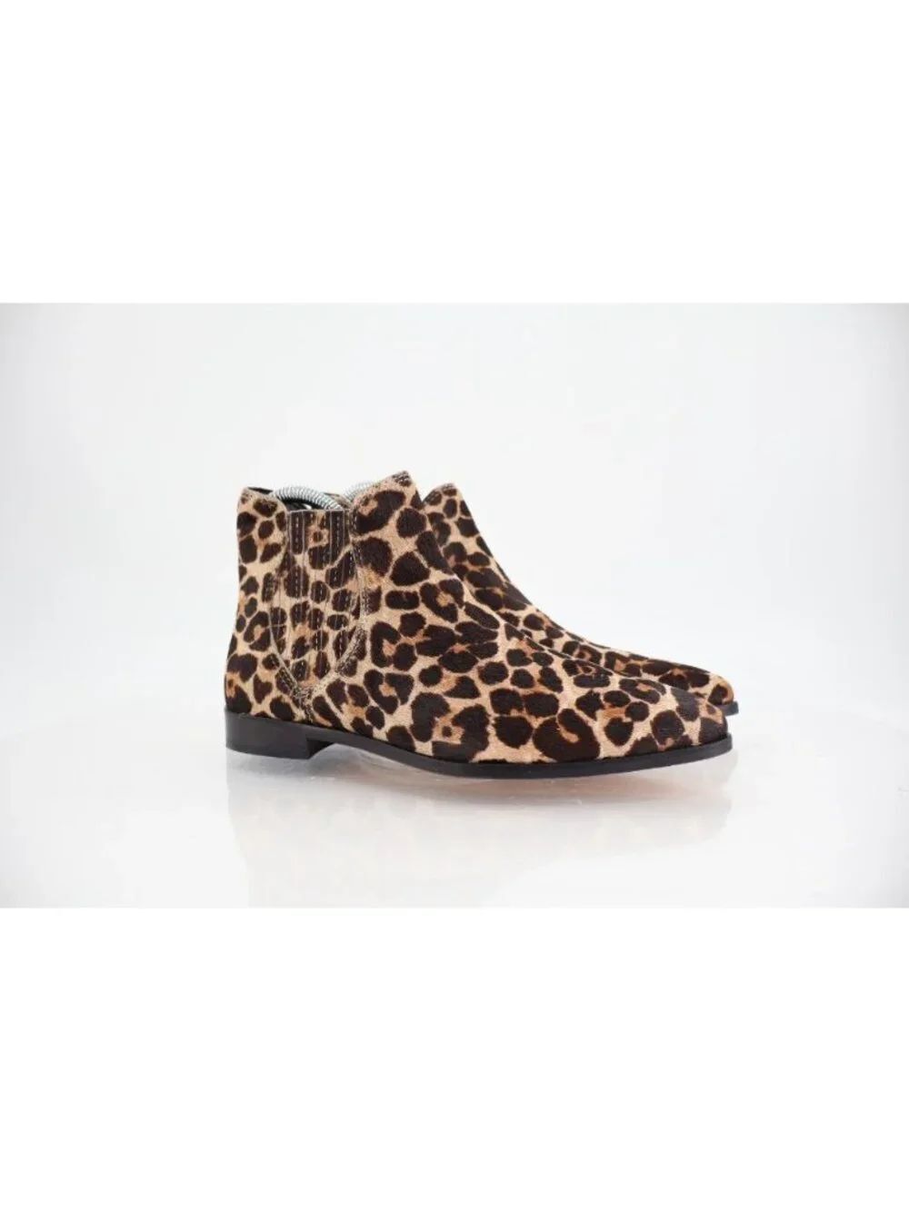 Rebecca Minkoff Booties Womens Size 6 Calf Hair Leopard Ankle Boot Pointed Toe